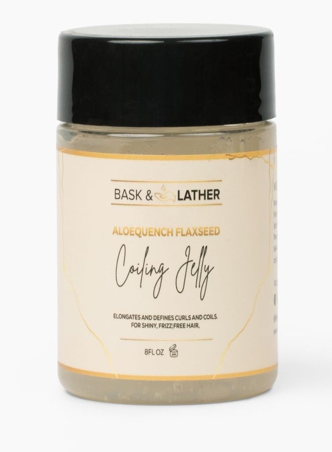 Bask & Lather Aloequench Flaxseed Coiling Jelly, Vegan Curl Defining Jelly with Flaxseed Oil & Aloe Vera, 8oz, Hydrates, Strengthens, Reduces Breakage & Frizz, Cruelty Free, Chemical Free - Image 1